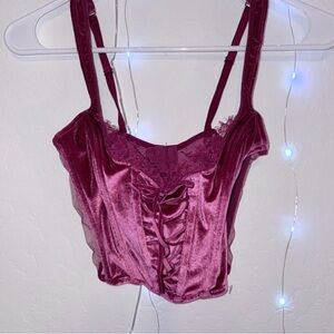 Victoria's Secret Burgundy Lace-Up Camisole